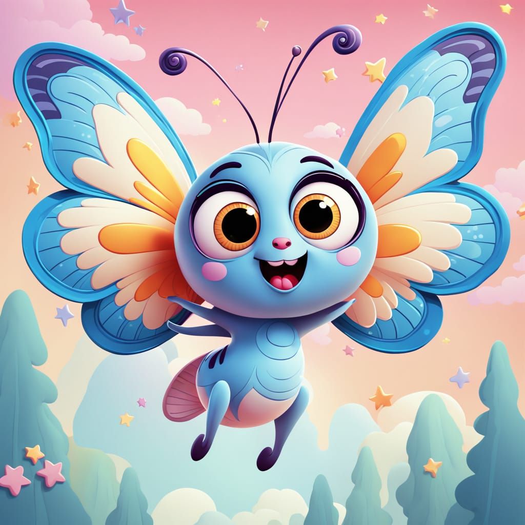 A cute cartoon butterfly