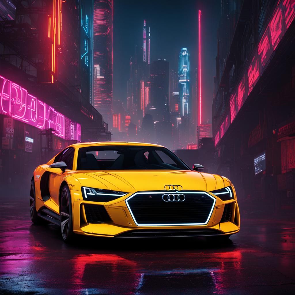 Audi Logo in Cyberpunk Neon Style