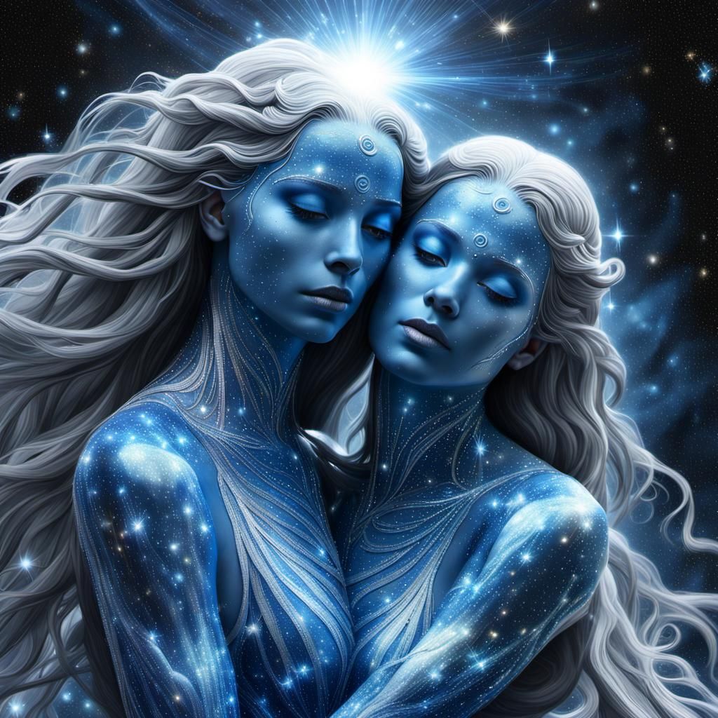 Ethereal Starseeds Teaching Peace in Dark Fantasy Style