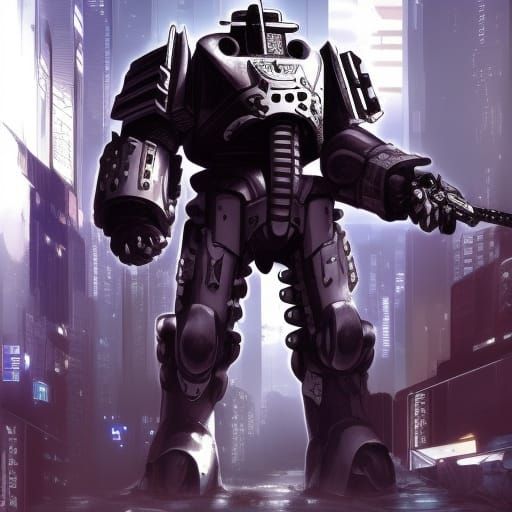 Cyberpunk Space Knight in Power Armor