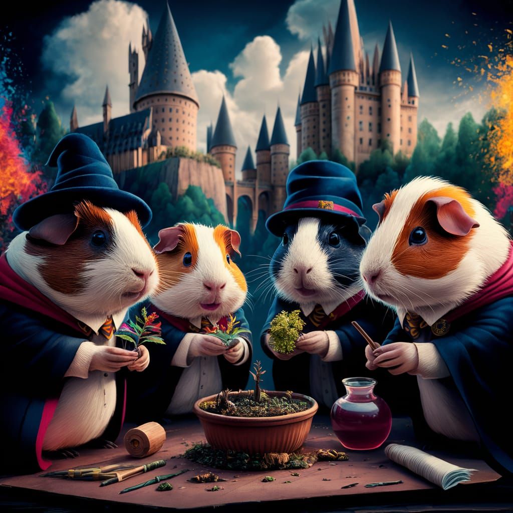 Guinea Pigs at Hogwarts Herbology Lesson