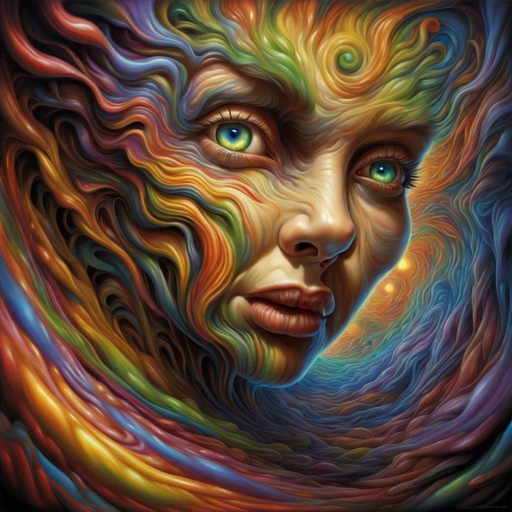 Glowing Multicoloured Paint Tornado in HDR