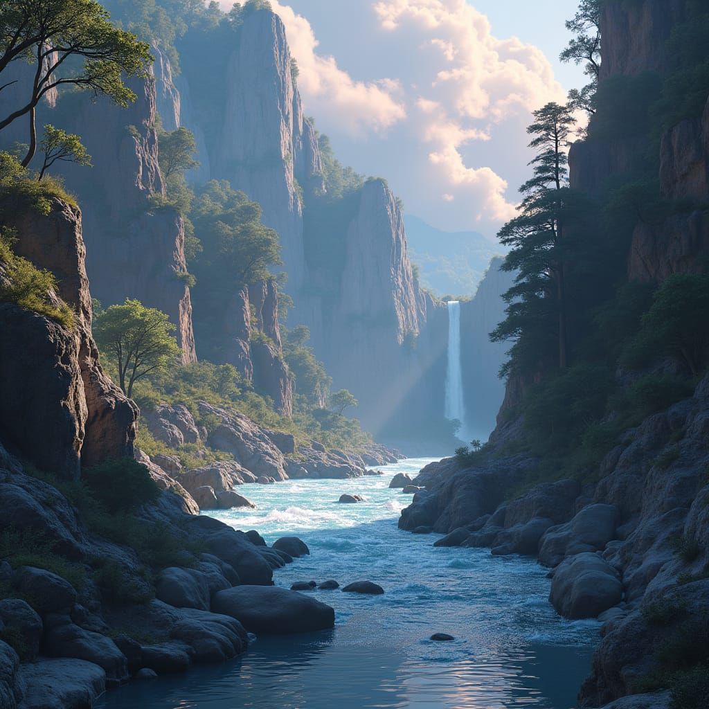 Five Rivers Confluence: Detailed Matte Painting