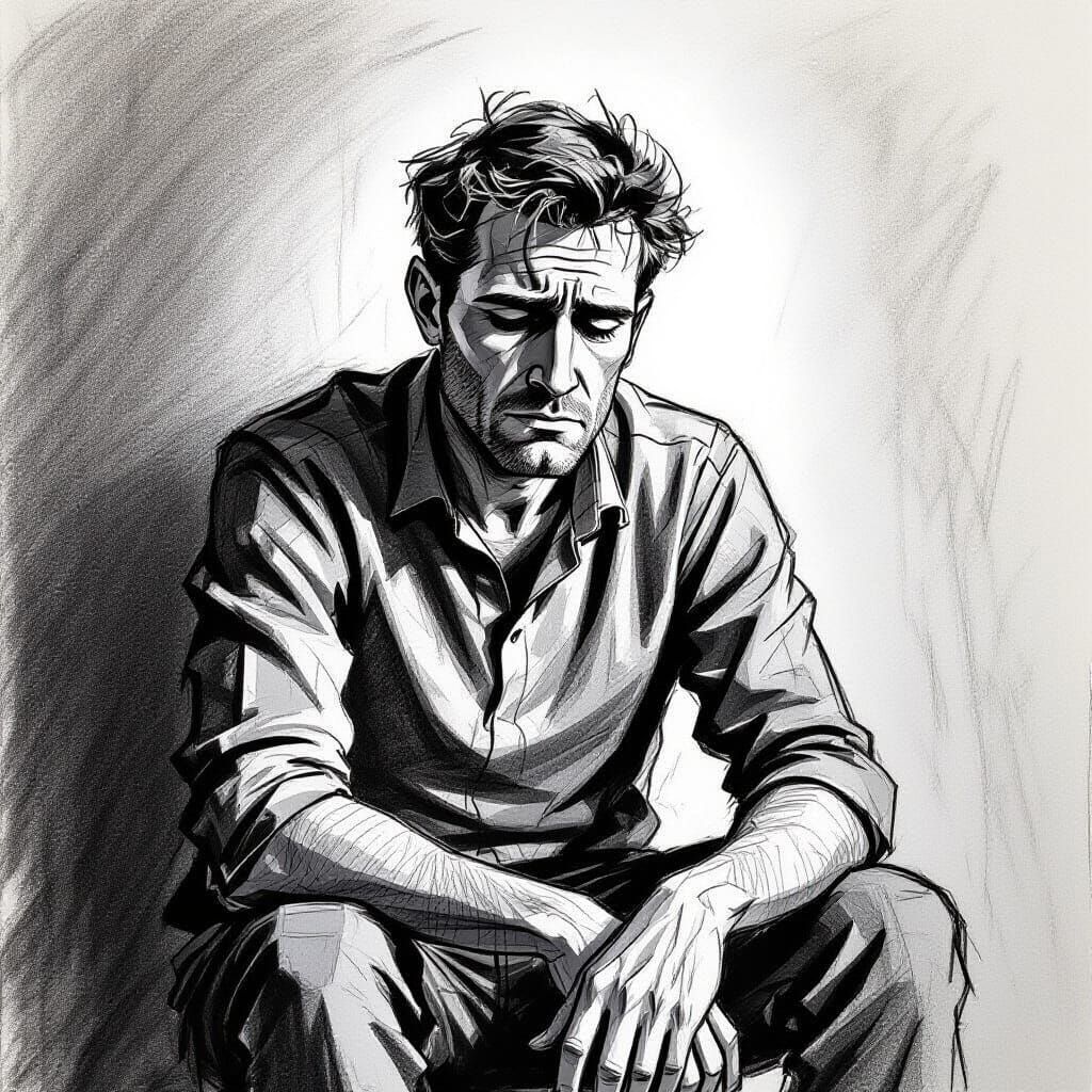 Man of Emotional Fatigue, Pencil Sketch
