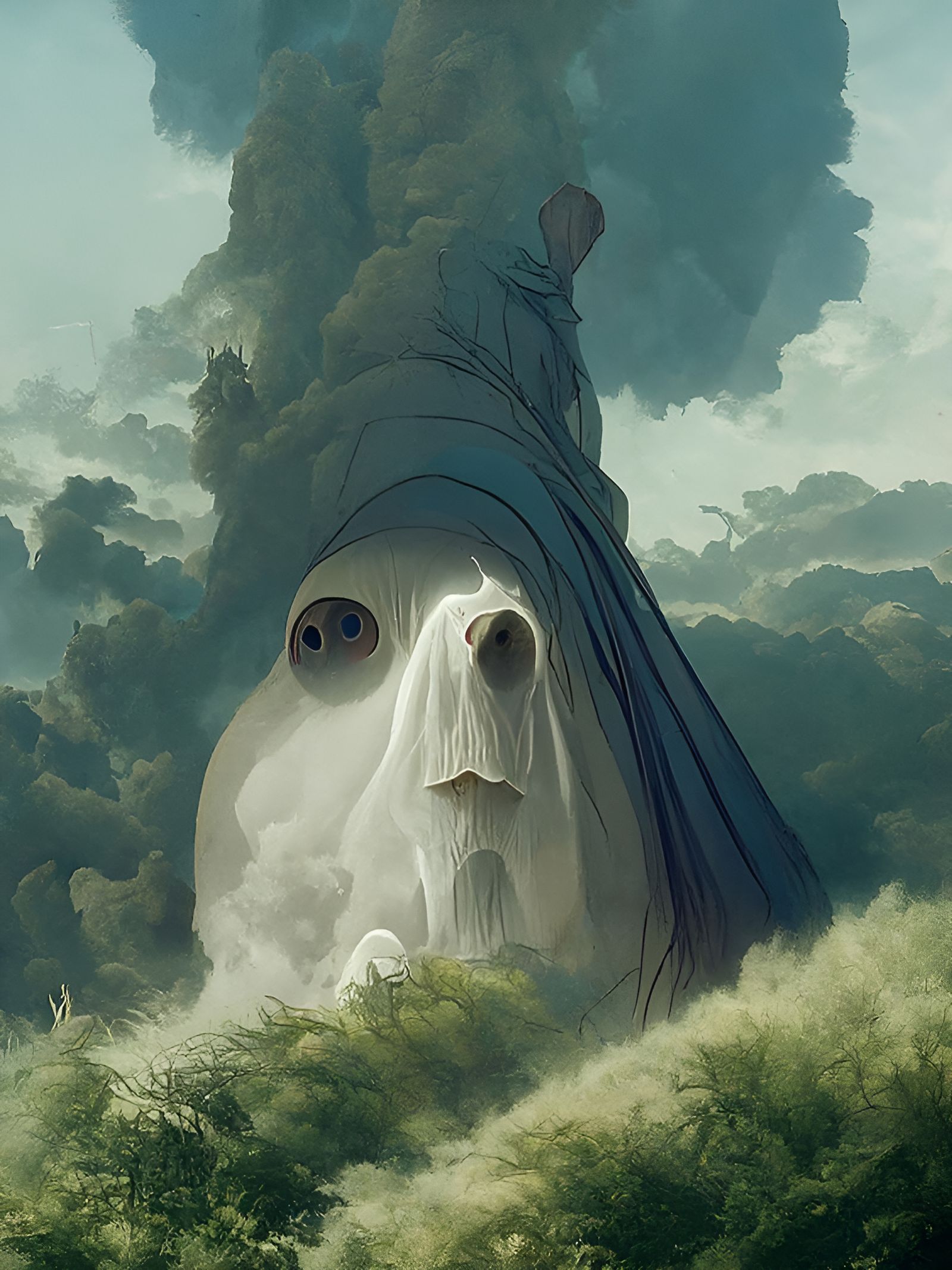Horrifying Spectre in Romantic Landscape