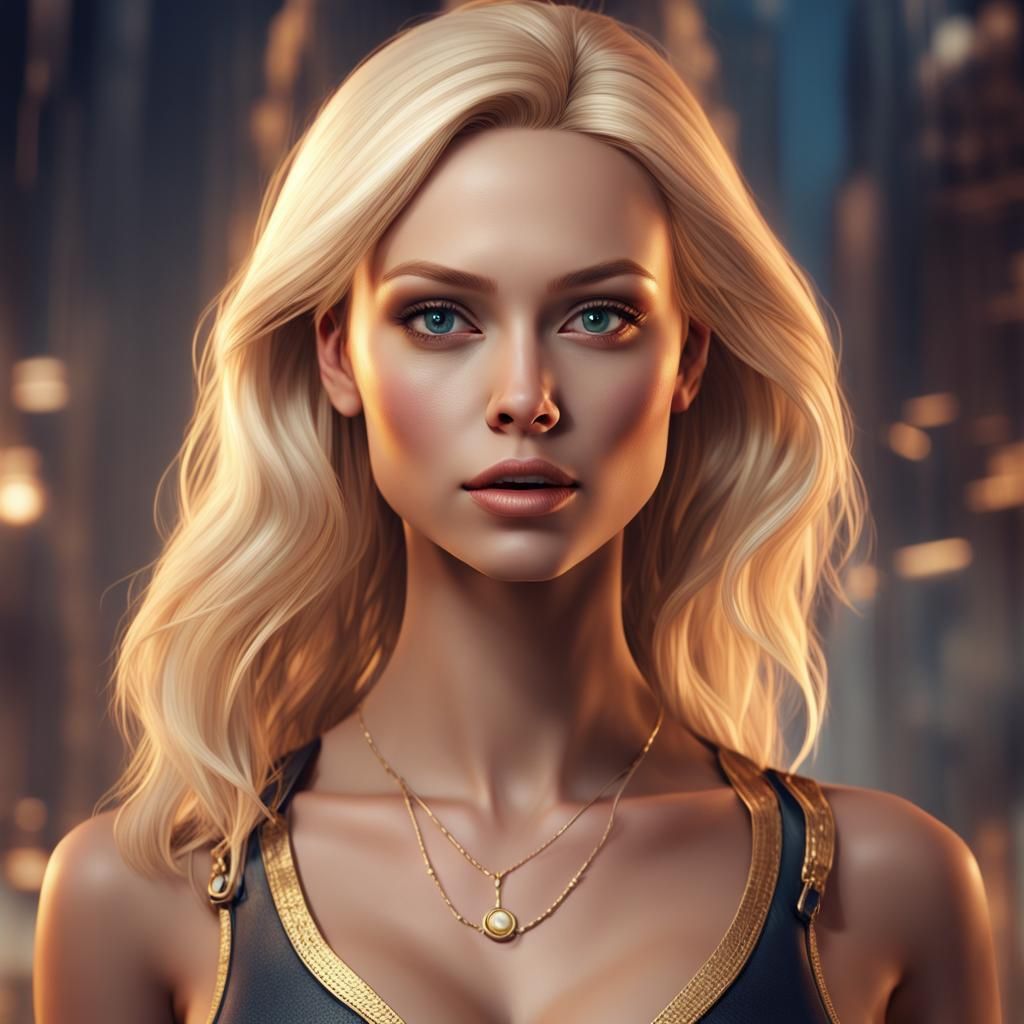 Blonde Woman Avatar for Startup CEO: Detailed Matte Painting