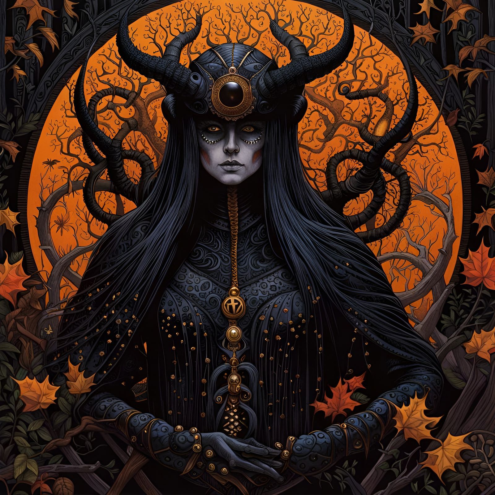 Creepy Samhain Creature in Witchcore Style