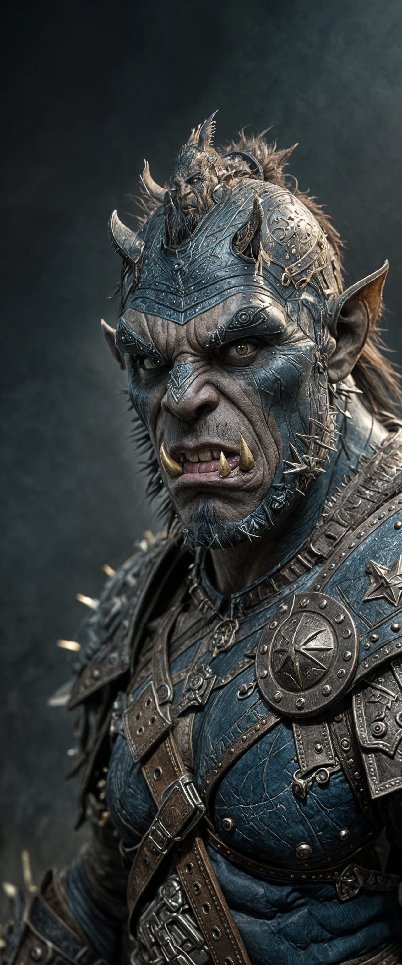 Orc Warrior in Blue Leather Armor