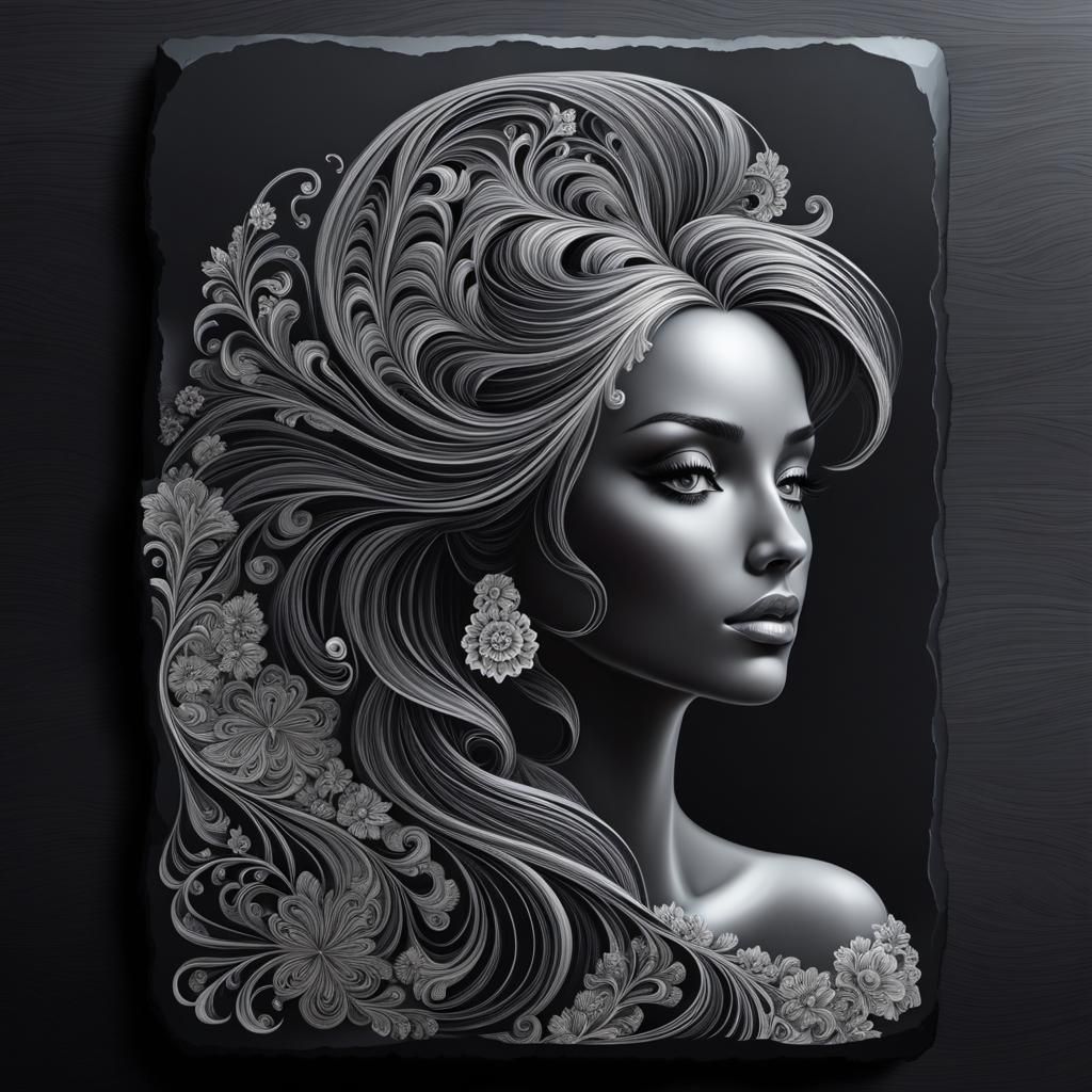 Chalk Girl: Abstract Vector Fractal Zentangle Art