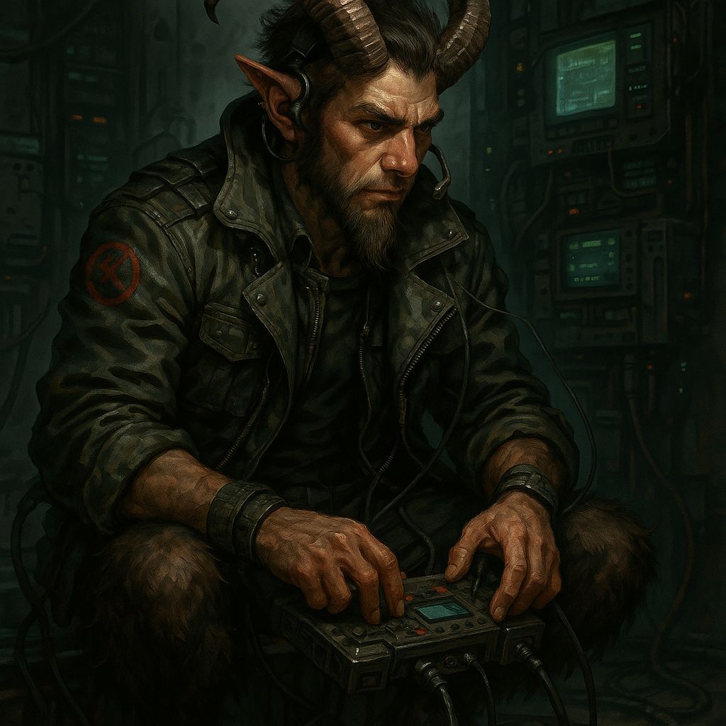Shadowrun Satyr Rigger in Cyberpunk Style