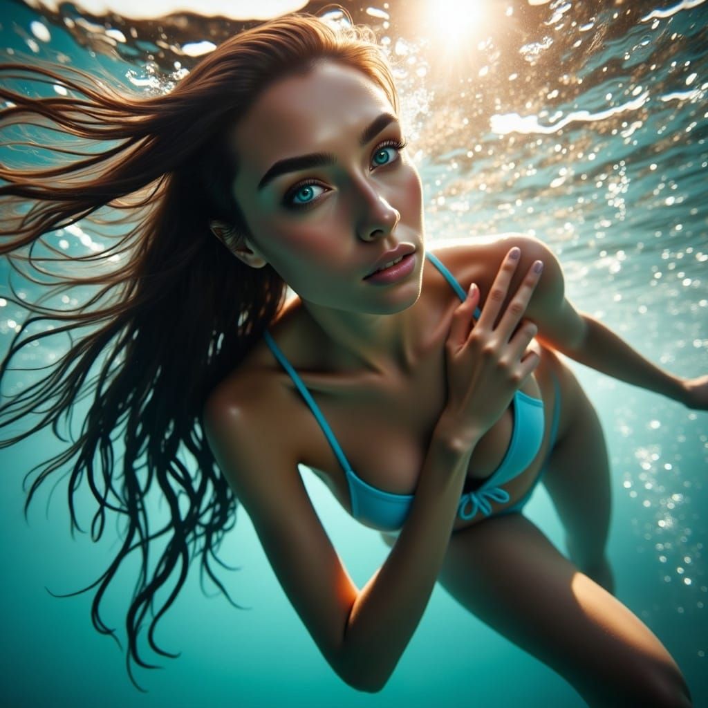 Ethereal Diver in Crystal Clear Waters