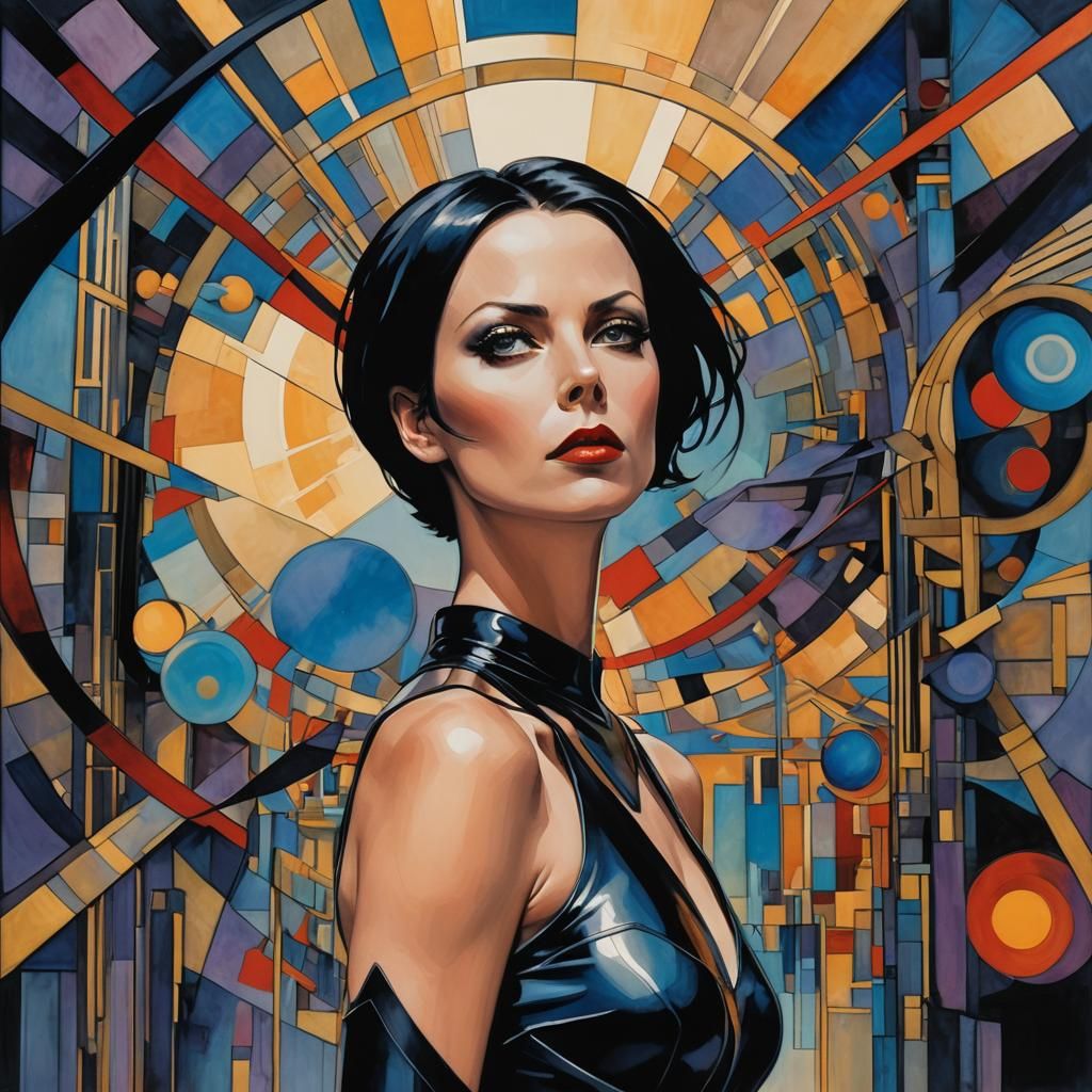 Aeon Flux in Geometric Art Nouveau Style