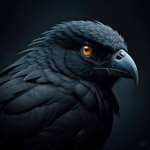 Dark Surrealism: Bird Whispering in Ear Close-Up