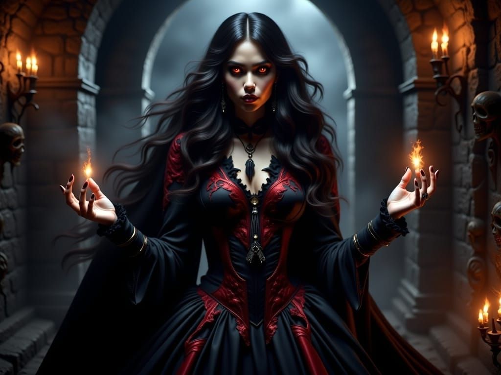 Darkly Magical Sorceress in Gothic Splendor