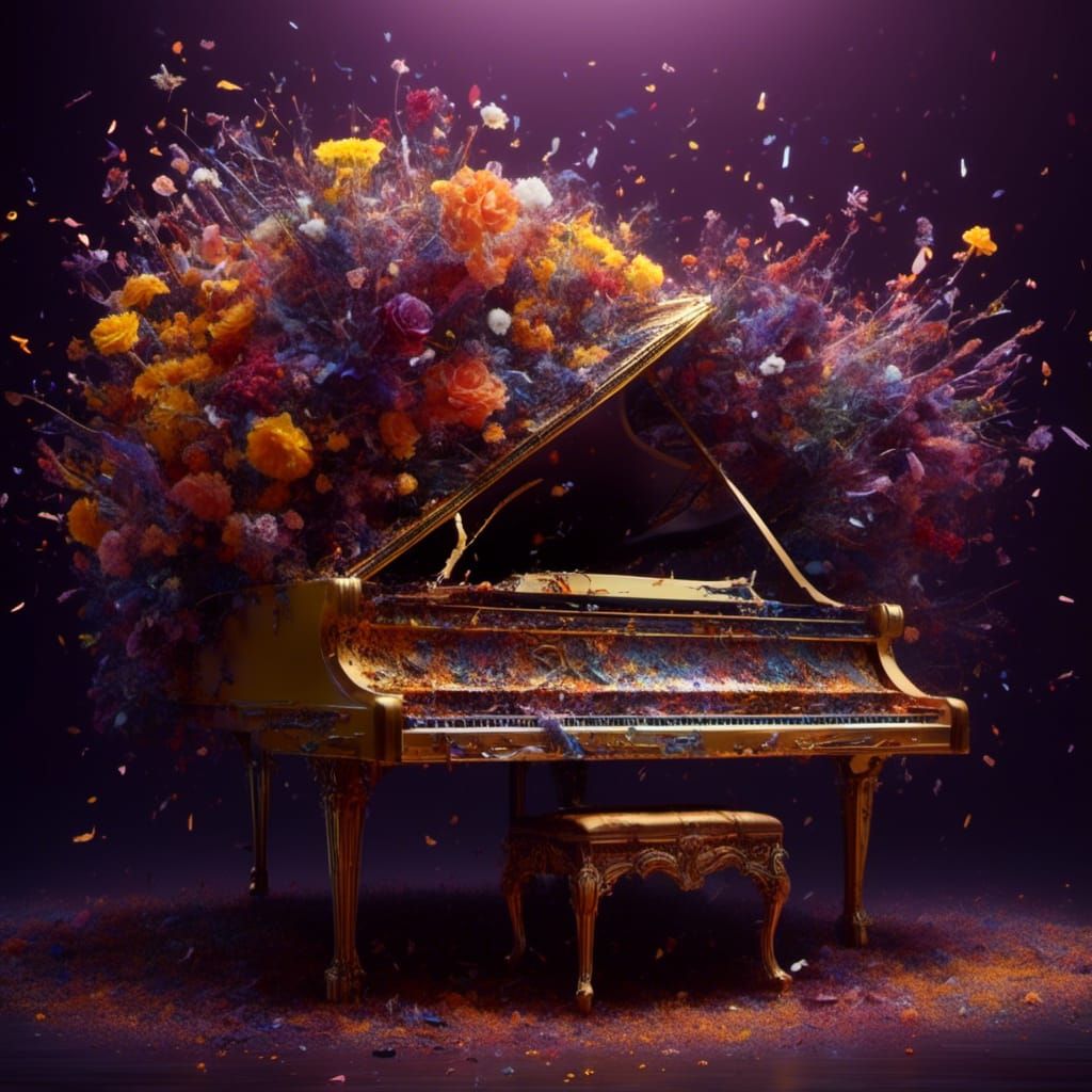 Floral Piano in Dark Fantasy Style