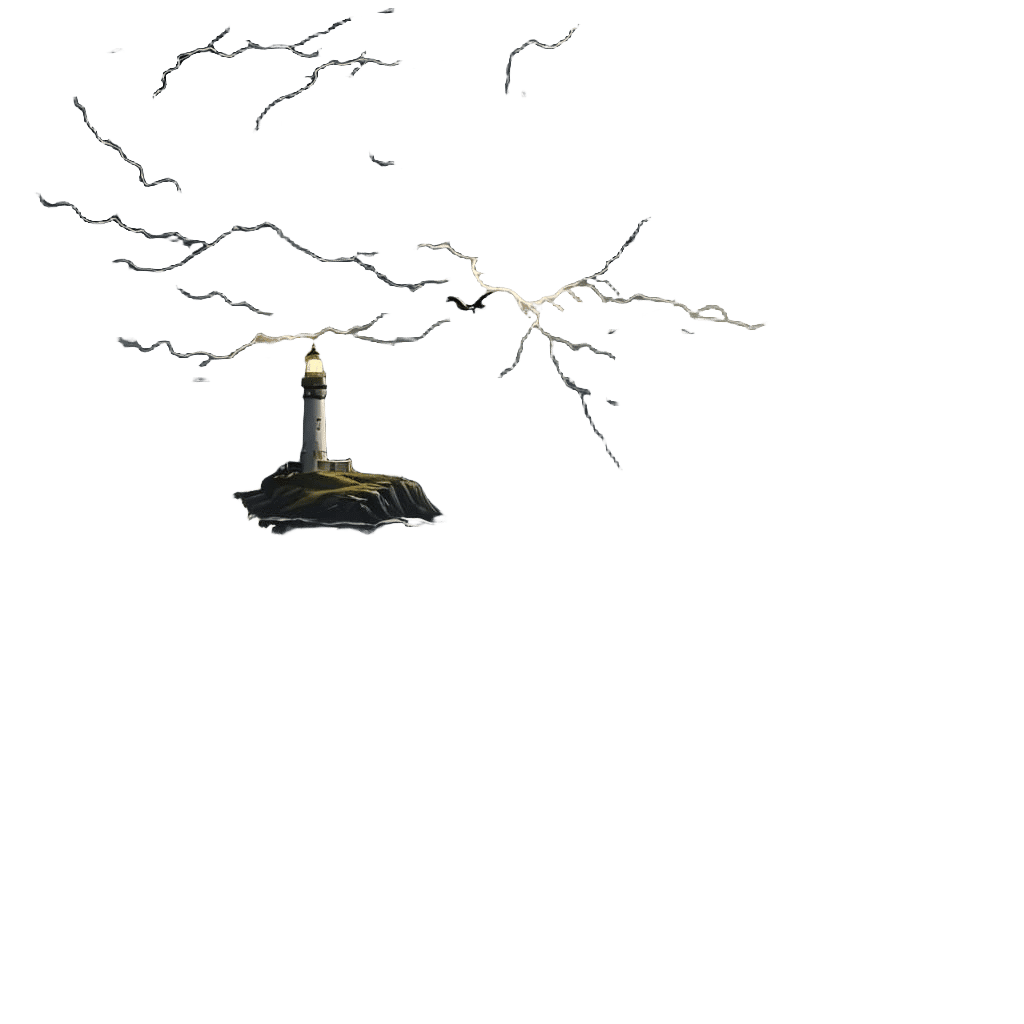 Stormy Night on Coastal Path with Seagulls