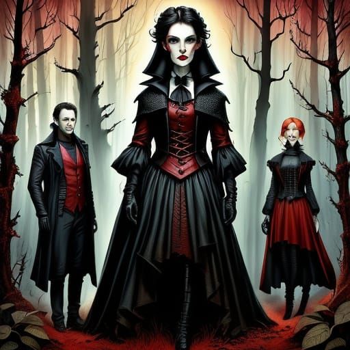 Gothic Punk Rose Red in Dark Forest
