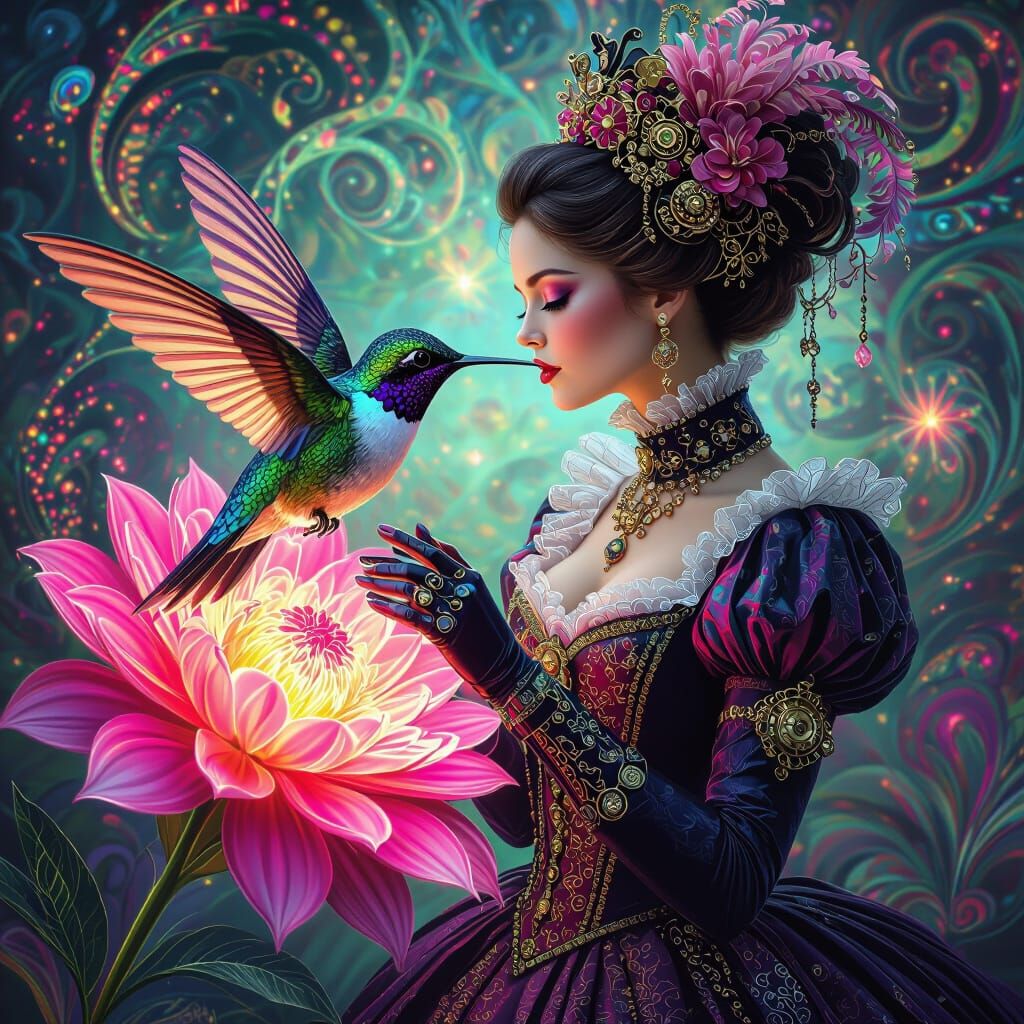 Hummingbird in Steampunk Marie Antoinette Style