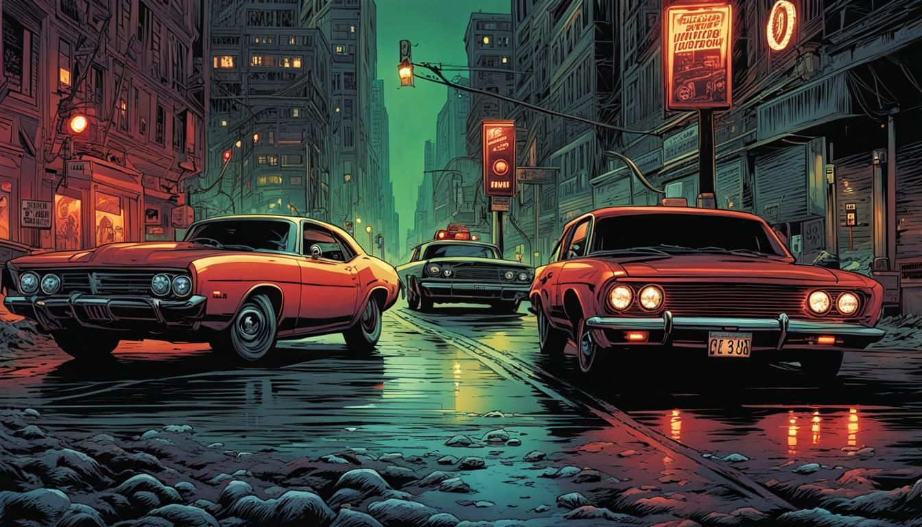 Horrific Traffic Light in Comic Book Art