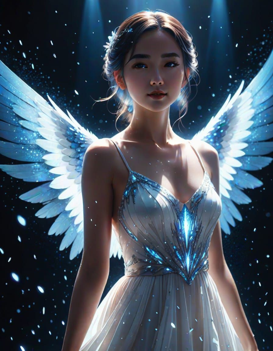 Anime Fairy with Iridescent Wings in Cel-Shaded Style