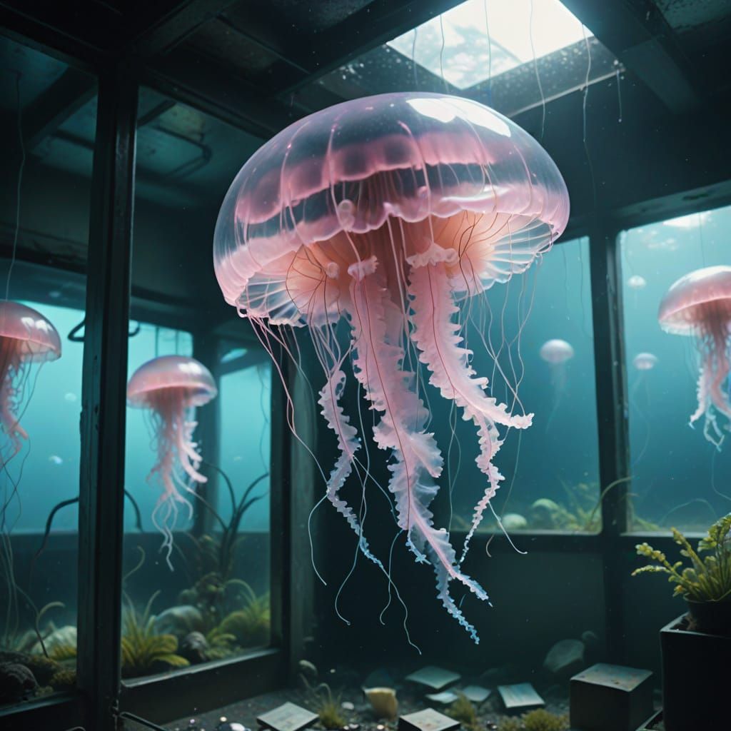 Ethereal Jellyfish in Abandoned Aquarium