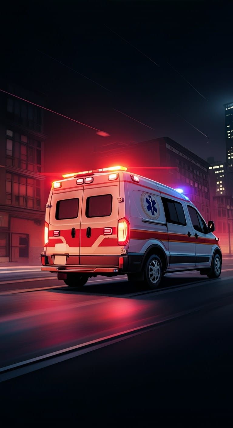 Ambulance Responding: Digital Comic Book Illustration