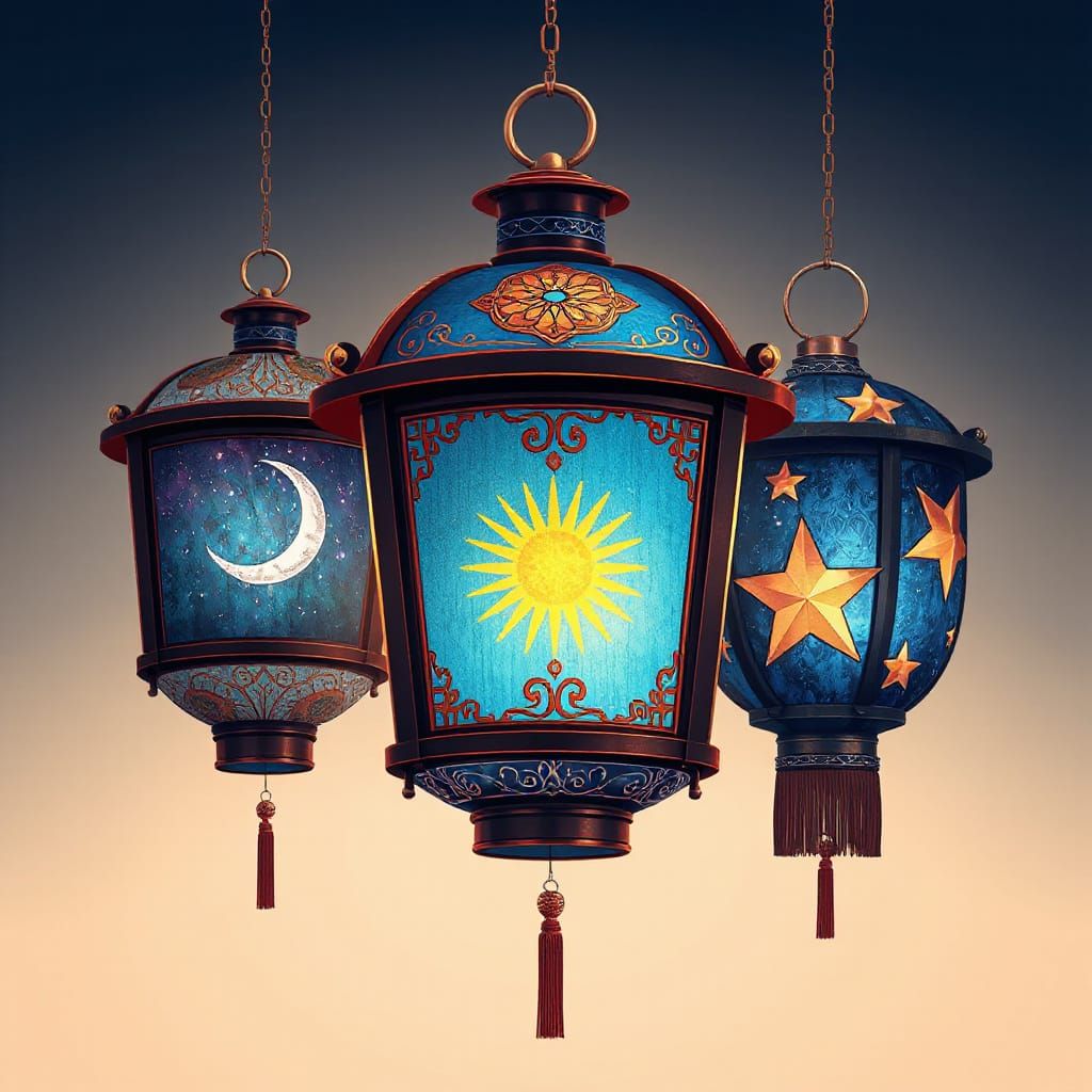 Celestial Lanterns in Manga Scan Style