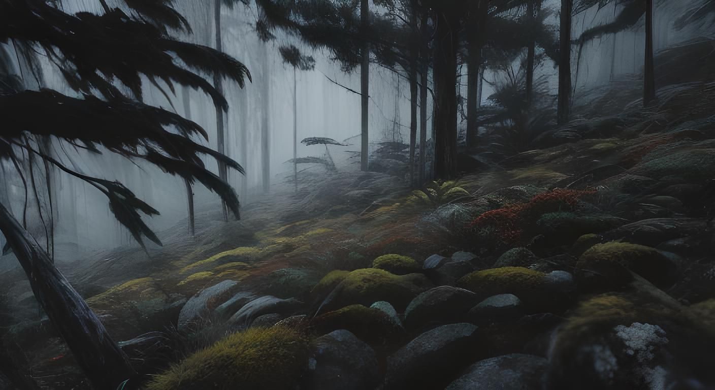 Hyperrealistic Tasmanian Mountain Forest in HDR
