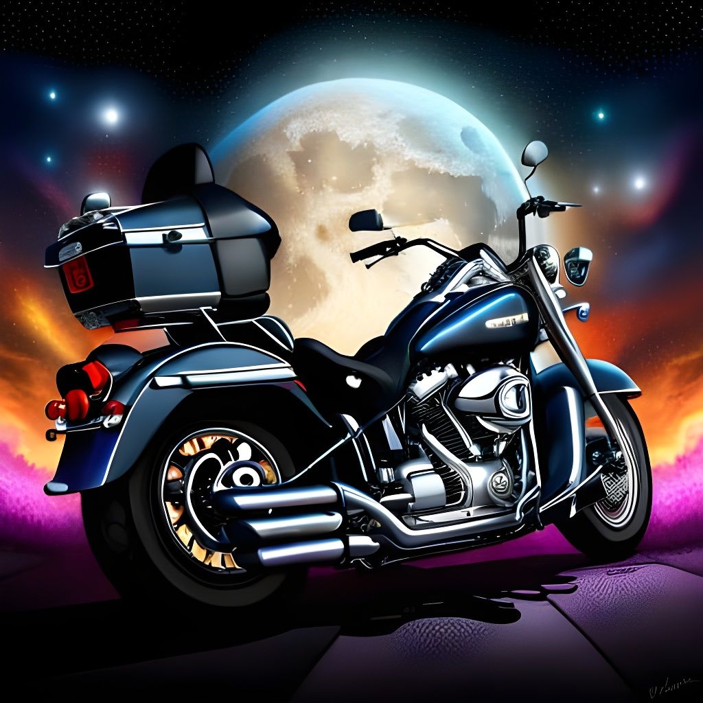 Flower Power Harley Davidson in Cosmic Setting