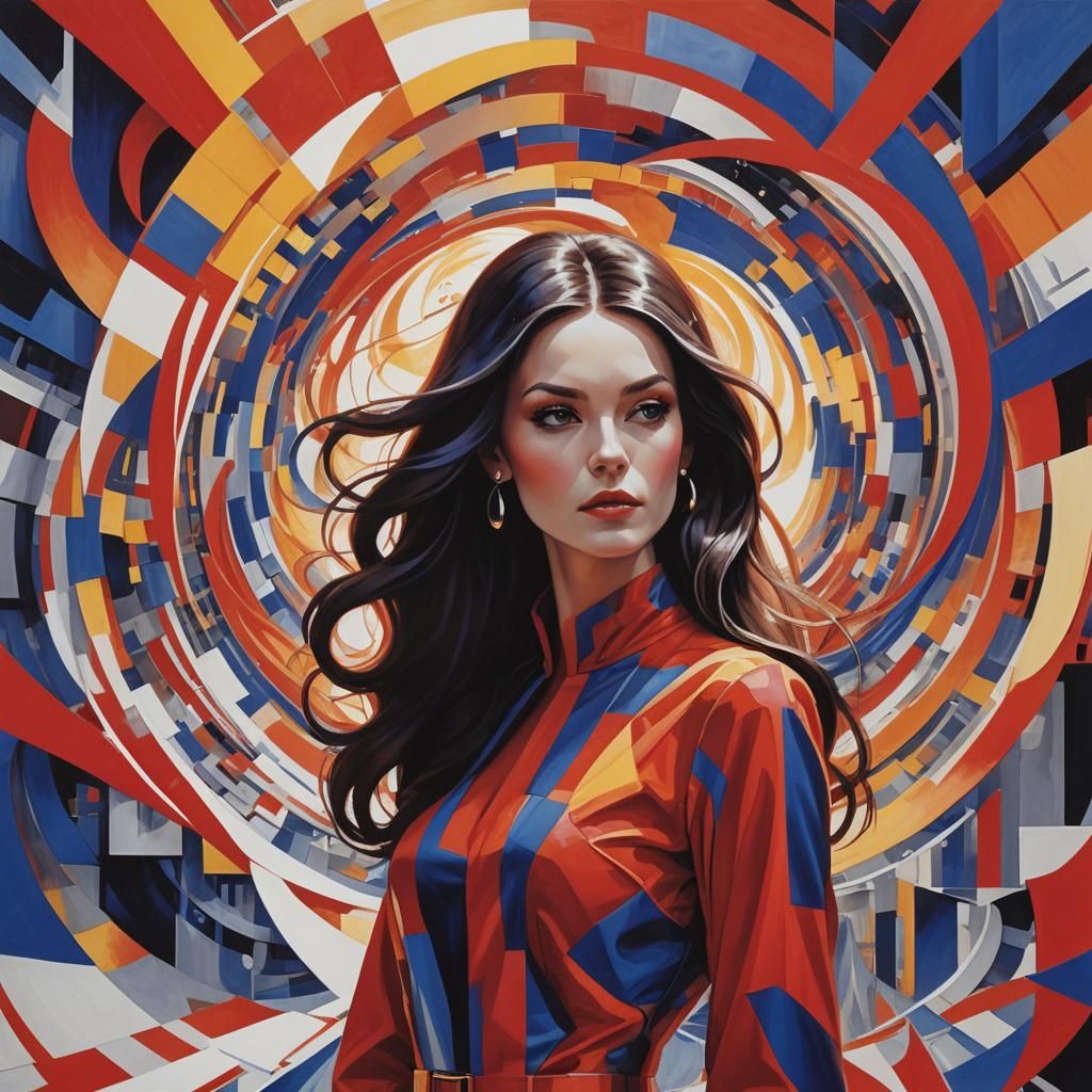 Geometric Woman: Avant-Garde Image in Monochromatic Tones