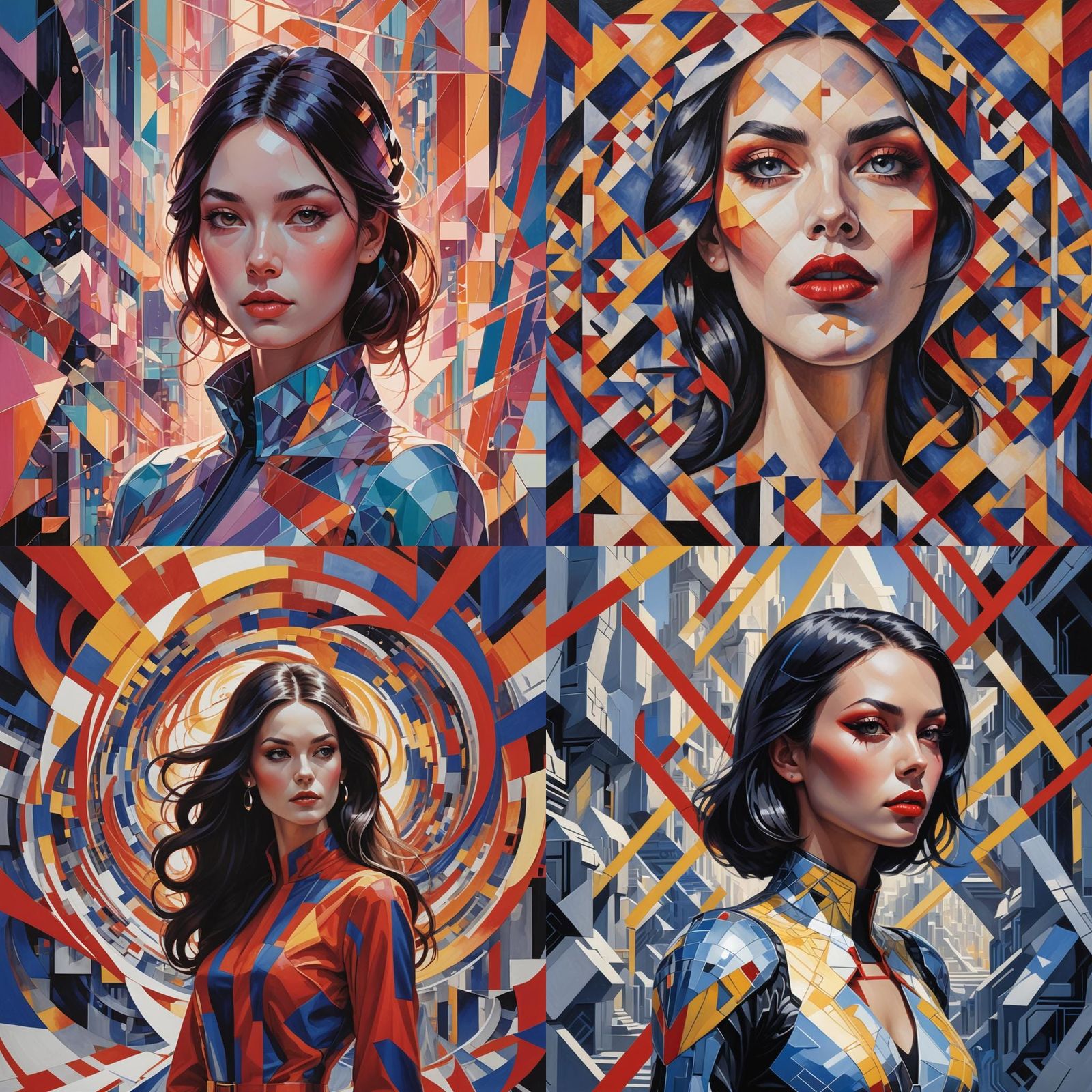 Stylized Woman Portrait with Geometric Shapes