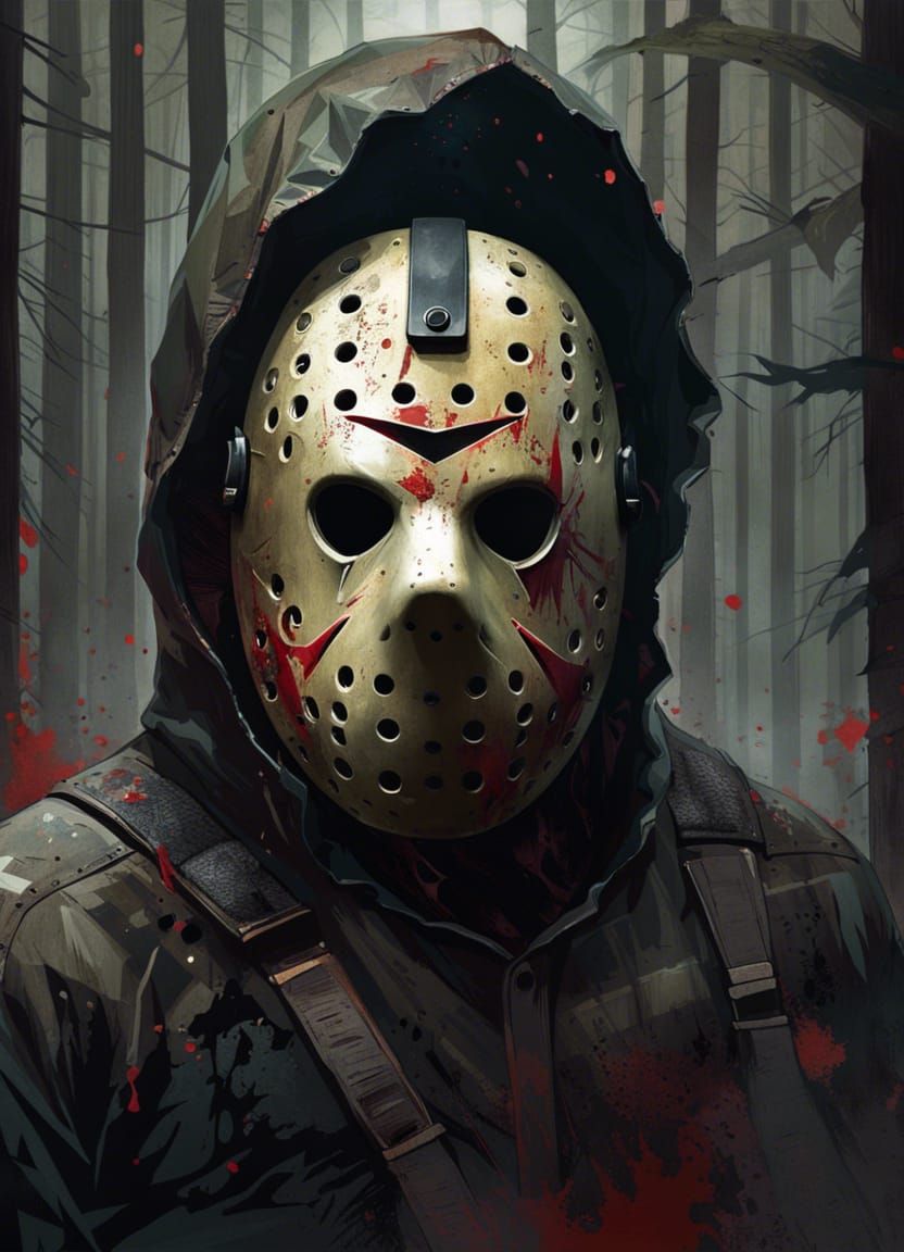Jason Voorhees Portrait in Post-Apocalyptic Style