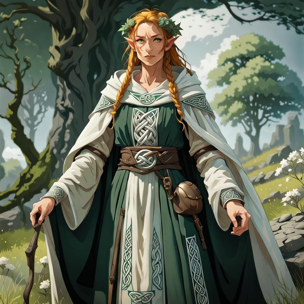 Celtic Druid in Irish Lowlands, Digital Illustration