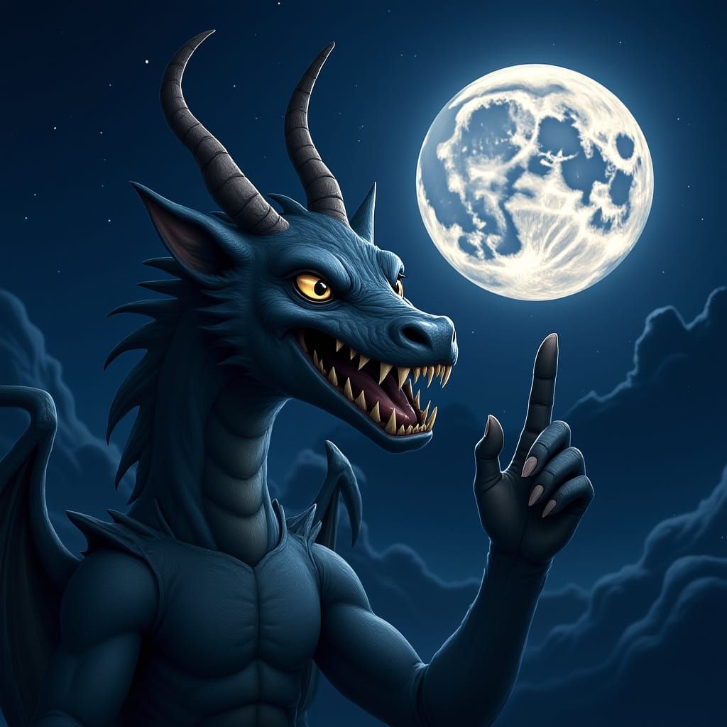 Dragon Selfie Under the Moon