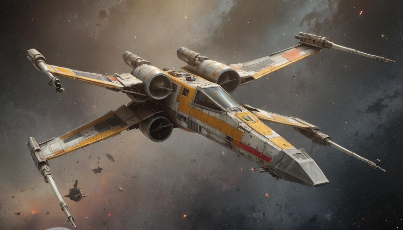 X-Wing Fighter in Space: Hyperreal Filmic Action