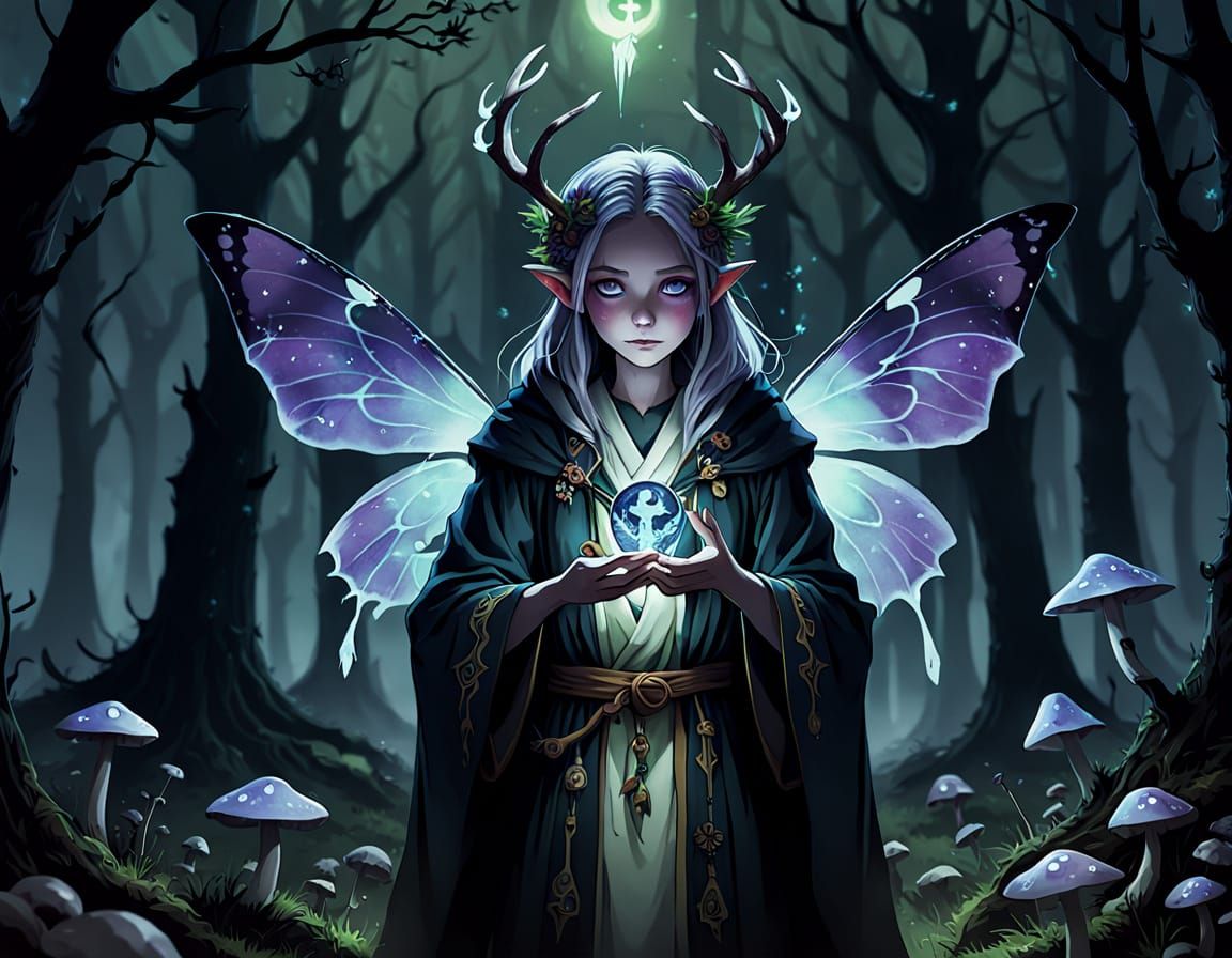 Eerie Fairy in Grave-Glade with Rune Antlers