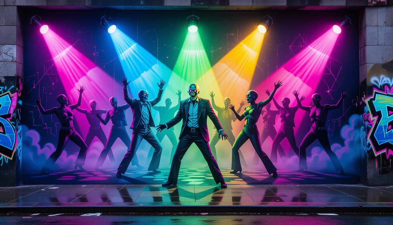 Zombie Dance Mural: Klimt Sci-Fi Fusion