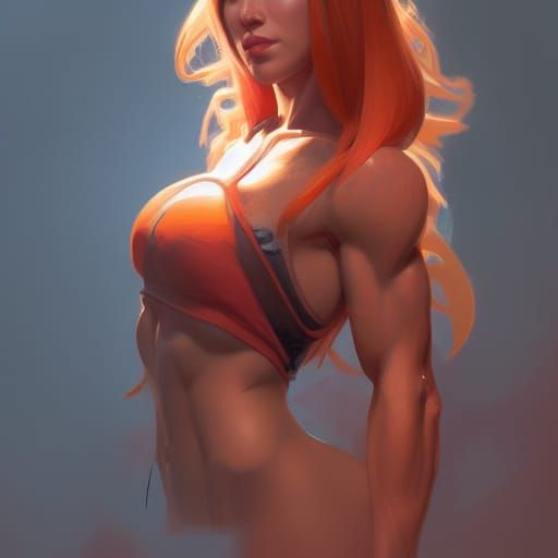 Detailed Portrait of Caring Muscular Girl