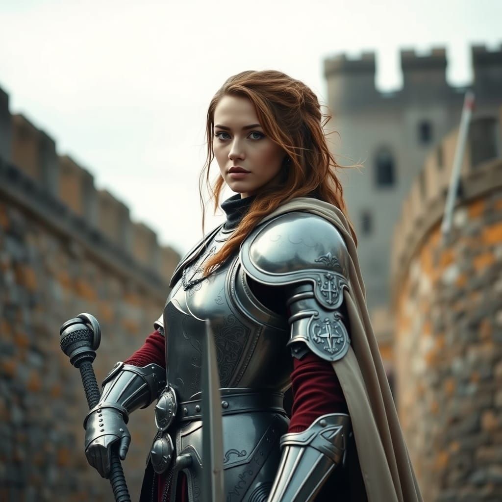 Elegant Female Knight in Ornate Armor