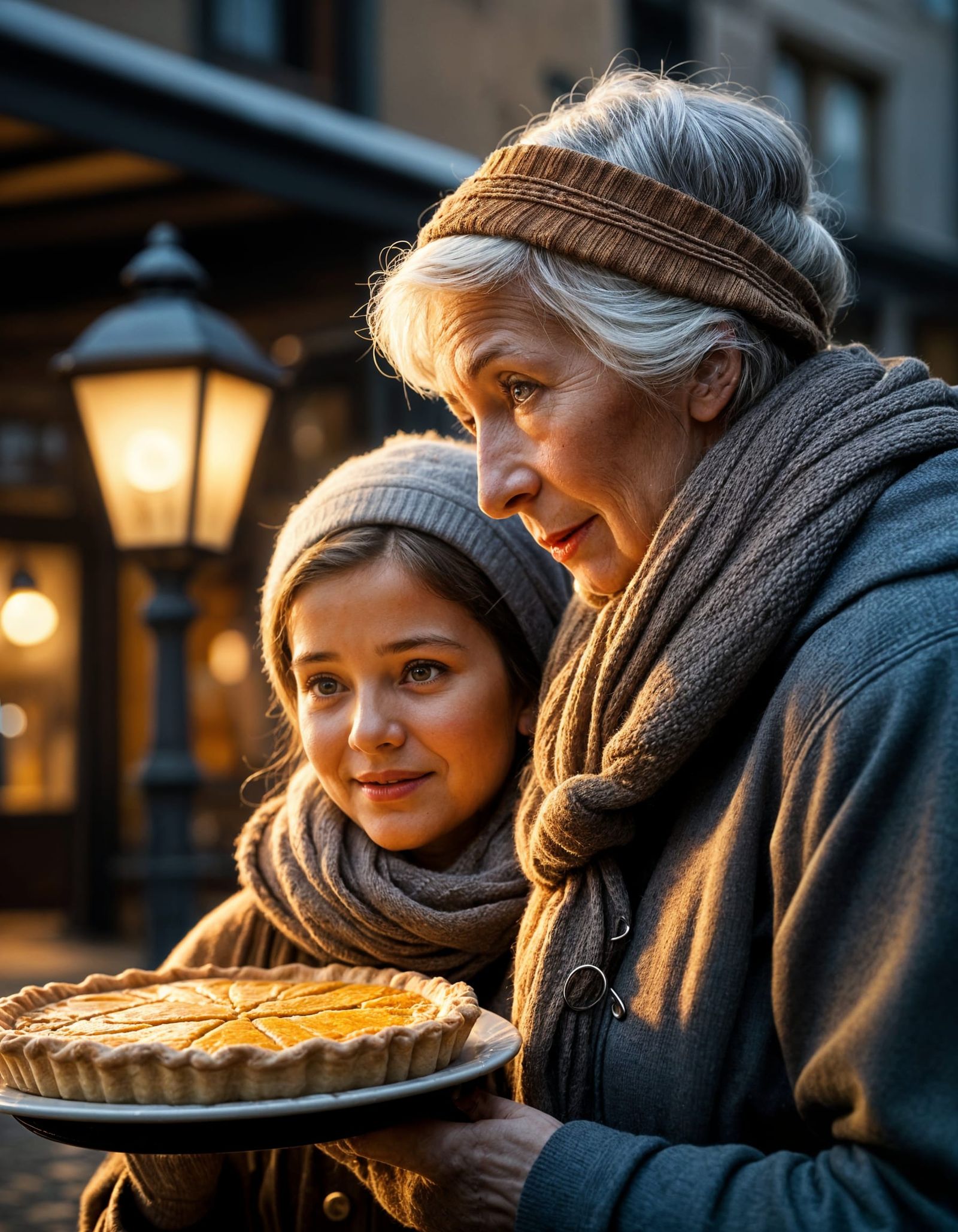Heartwarming Scene: Woman Gives Pie to Child
