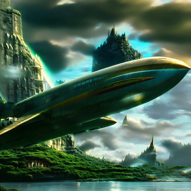 Futuristic Jet Soaring Through Dramatic Sky