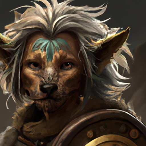 Humanoid Dog Warrior Portrait in Fantasy RPG Style