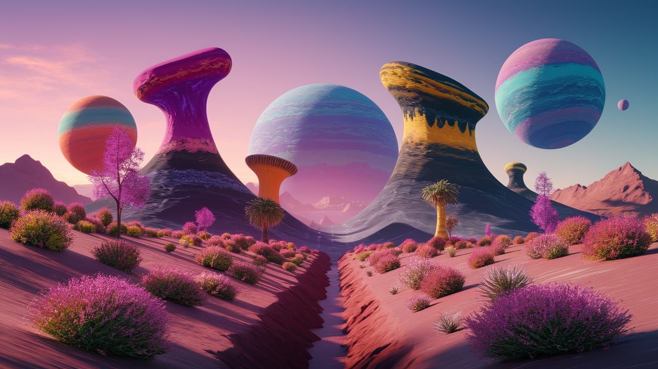 Exoplanet Landscape in Vibrant Turing Patterns