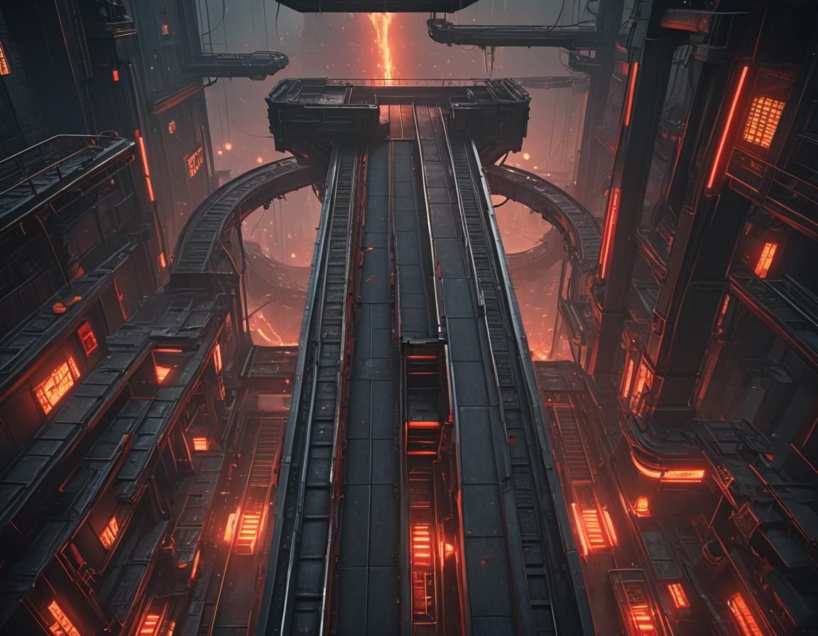 Conveyor Belt to Fantasy World in Detailed Matte Painting