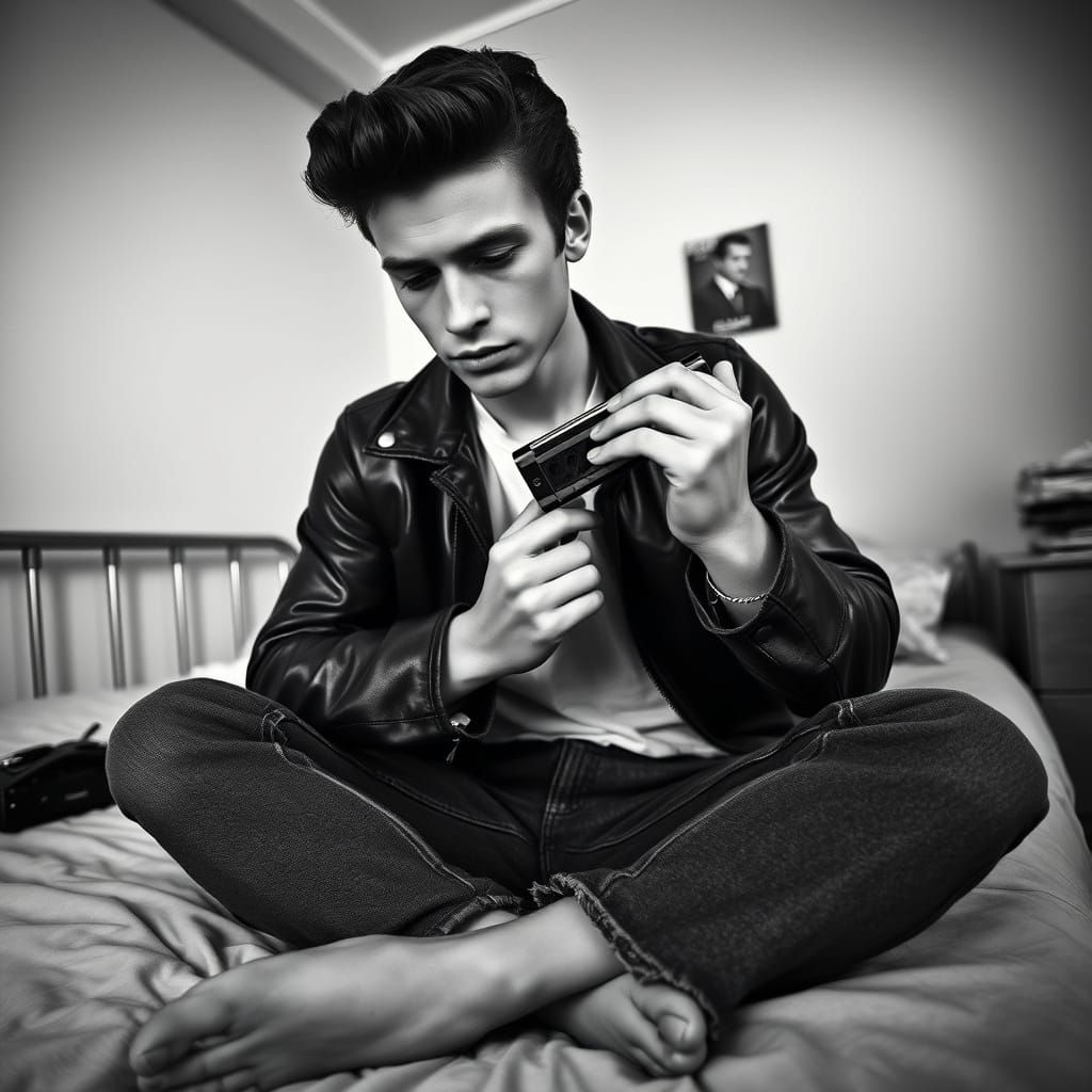 James Dean Style Portrait in Monochrome