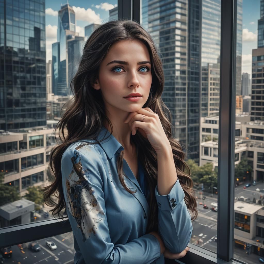 Brunette Lady Portrait in Office Building