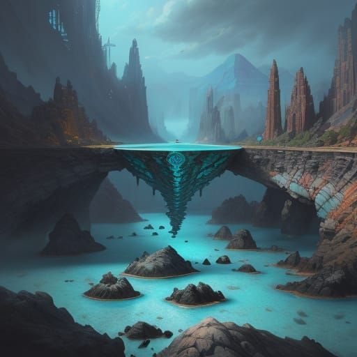 Fantastical Aboriginal Dreamtime Landscape in Intricate Deta...