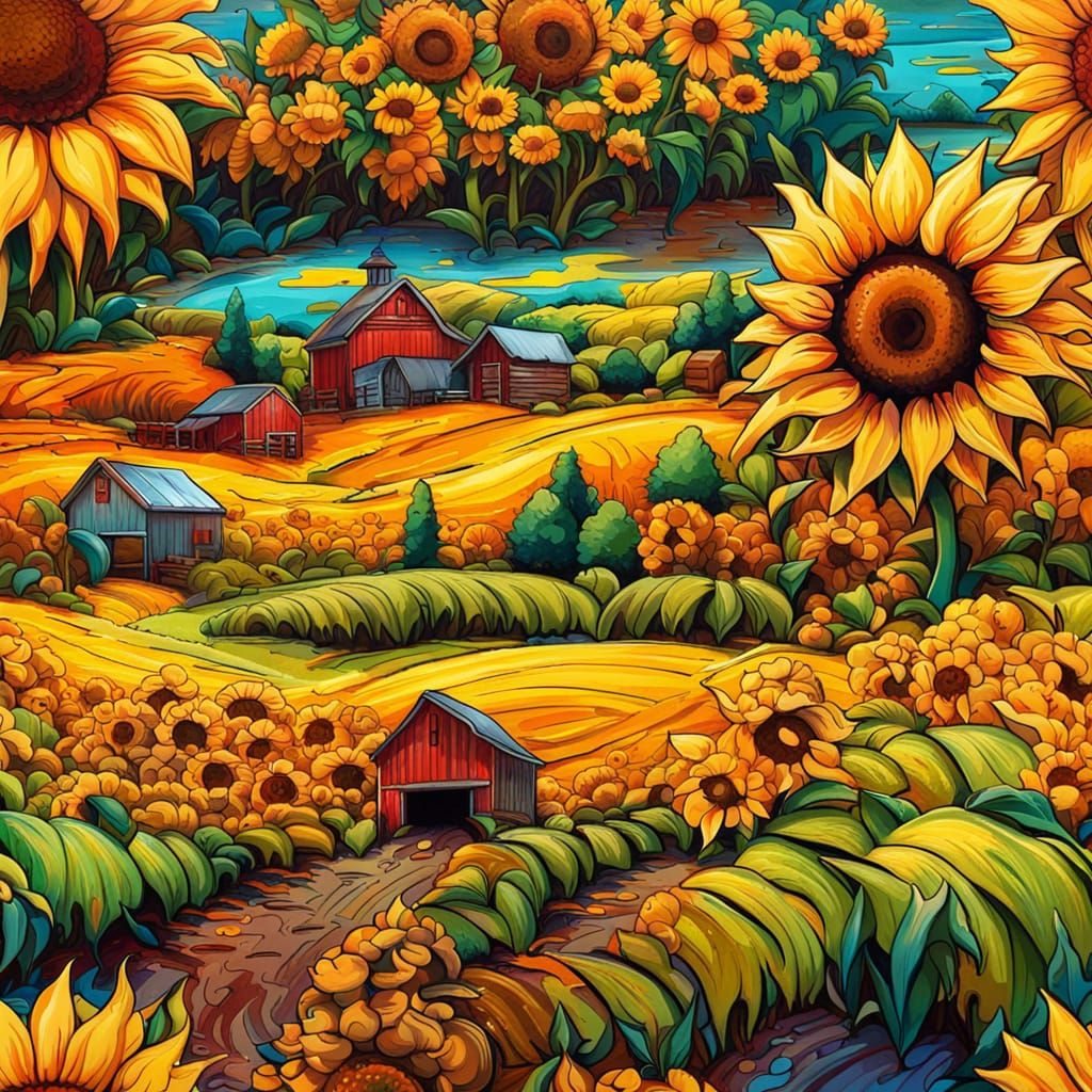 Barnyard Landscape in Graffiti Street Art Style