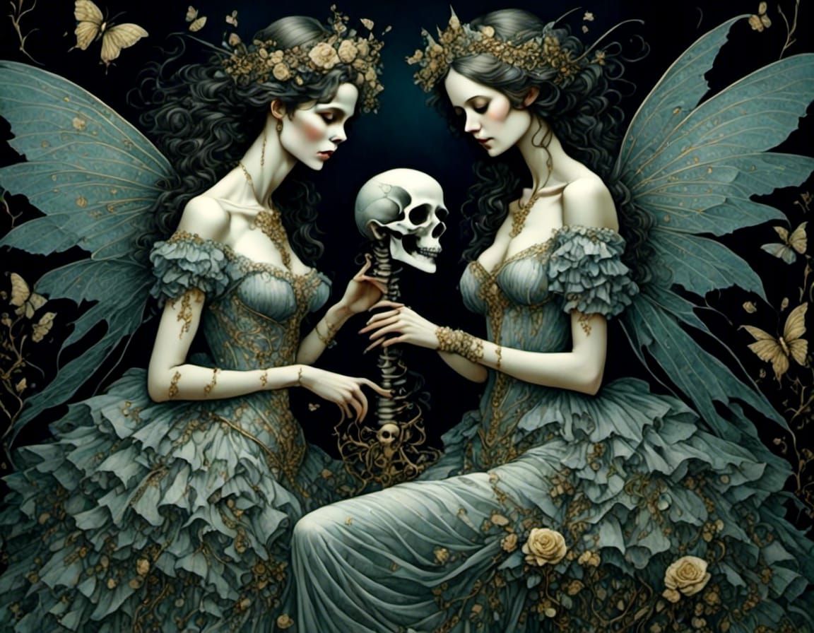 Ethereal Skeleton Fairies in Dark Fantasy Style