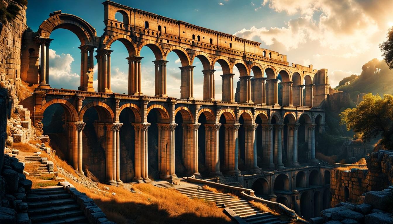 Roman Aqueduct Construction: Cinematic and Detailed
